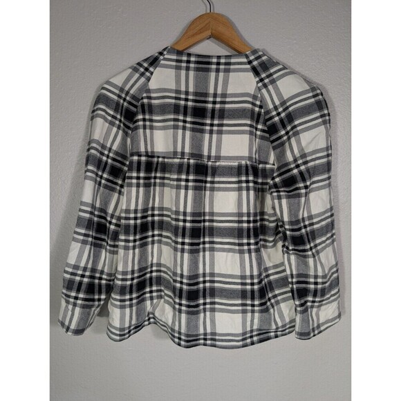 Banana Republic White Plaid Double Breasted Jacket Large Petite - Picture 2 of 9